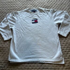 Vintage Tommy Hilfiger White Men's Sweatshirt Size L